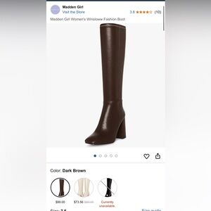 New in Box Madden Girl Winsloww Knee High Boots in Dark Chocolate US Size 7